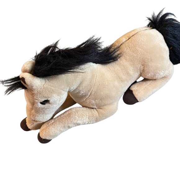 Plush Horse Stuffed Animal Toy With Black Mane &Brown Hooves 20 Inches Long Soft - Picture 1 of 6